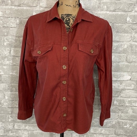 Lou & Grey Rust Button Down Flannel Shirt - Picture 1 of 5